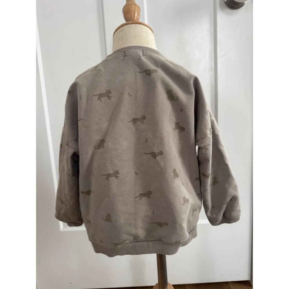 Boys Jamie Kay Sweatshirt 3T Taupe/Grey Leopard Print